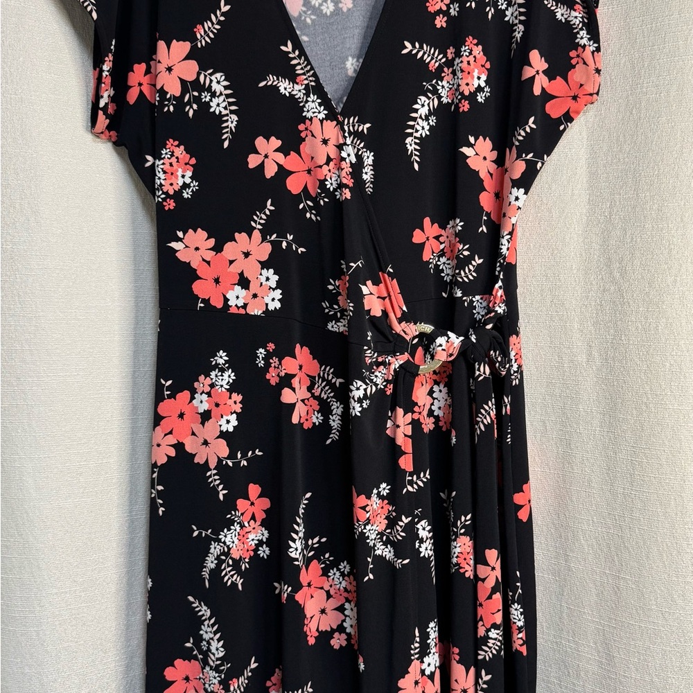 Michael Kors Black and Coral Floral Maxi Dress